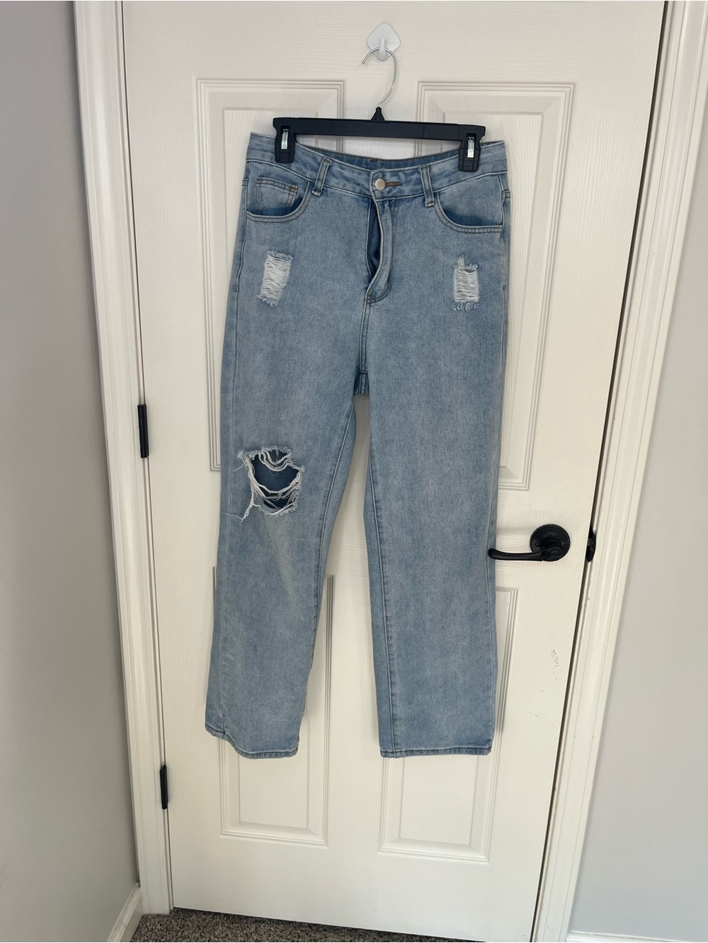 SHEIN Light Wash Distressed Boyfriend Jeans
